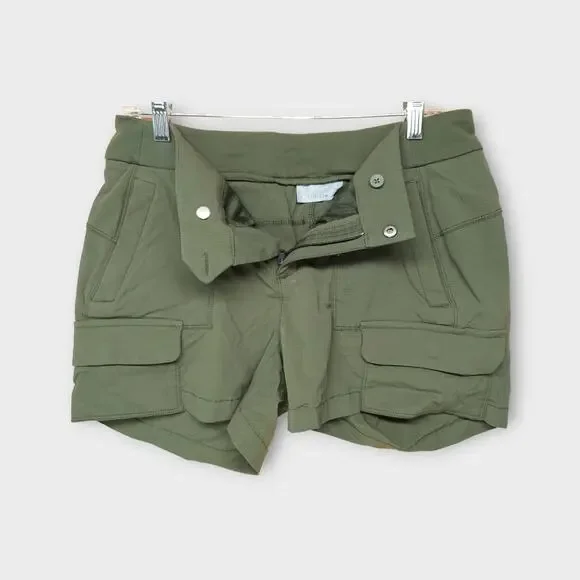 Women Athleta Shorts Green Trekkie Bermuda Hiking Olive Hiking Trail Casual Sz 8 - Picture 2 of 3